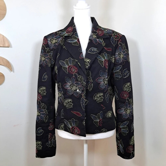 Chadwicks Jackets & Blazers - Chadwick's Women's Black Colorful Floral Embroidered Professional Blazer Size 10